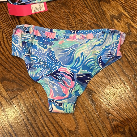 LILLY PULITZER Emiko Tankini Saltwater Blue Shade Seekers UPF 50 Ruffle Swimsuit - Picture 12 of 12